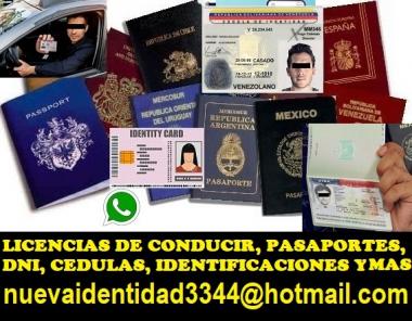 Licencias de conducir, DNI, pasaportes de Europa y America